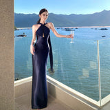 2025 French Temperament Sling Light Dress Dress Women's Small Day Evening Dress Hanging Neck Dress