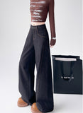2026 Vintage High-Waisted Broad-Legged Jeans Women's Loose-Fitting Thin Sleet Straight Trousers Trousers Summer Thin