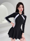 Yan Swimsuit Women 2026 New Skinny Swimsuit Sexy Student Sports Conservative Small Chest Gathering Swimsuit