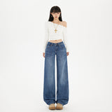 YC& Vintage Low-Rise Loose-Fitting Broad-Legged Trousers Autumn And Winter In Straight-Panel Pants Show Thin Jeans New Female New