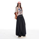 Design Feel White Fake Two Slanted Ass Three-Dimensional Lantern Trousers Women Summer Thin Strand Nine Trousers