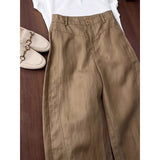 Lazy Wind High Waist Wide-Legged Trousers Women's Summer Thin Silk Flax Loose Comfortable Leisure Pants