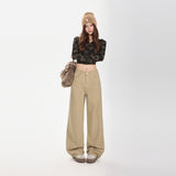 Vintage Autumn And Winter Main Push A Rich Coffee Brick Red Light Khaki Brown Trousers & Lengthen