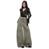 2026 Autumn Retro | Multi-Pocket Design | Loose Broad-Legged Workwear Jeans Women Yichun