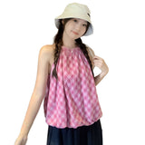 Flower Brjaf Women 2026 Summer New Retro Plaid Sleeveless Shirt Loose Thin Slings