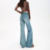 Early Spring Retro Nostalgic Micro-Horn Loose Thin Not Leg Horn Jeans Women's Elastic Slime