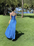 Broken Flower Blue Hanging Dress Woman Summer Bow Bow High Back Thin Babes Seaside Photo Clothes