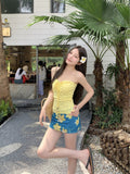 2026 New Hottie Sexy Strapped Summer Flower Skirt Bag Hip Dress Three-Piece Swimsuit Woman