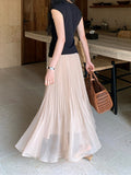 High-Quality 2026 Spring New Sleuish Loose Waist Pressure Ruffle Organ Ruffle Dress Fairy Bountail Skirt