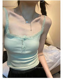 9062# Summer New Cotton Ocean Embroidered Sling Lace Blouse Female Design Sense Niche Lace Vest