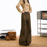 Autumn And Winter Trend Retro Leopard-Print Casual Pants Women Fashion Design With High Waists Thin Loose Legs