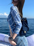 Wool Blended Temperament Small Scent Pearled Tidly Designed 7-Sleeve Baby Knitted Cardigan Coat Woman