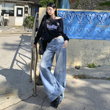 25Th Ootd!| Crease To Make Old Wash Jeans 2025 New Drag Floor Thin Loose Straight Leg Pants