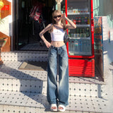 Vintage Hottie Low-Rise Loose Broad-Legged Trousers Spring And Summer Straight Jeans Women's New & Trousers Lengthened