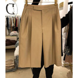 Five-Point Suit Trousers Women's Summer Thin 2025 New Large-Size Women's Loose Thin High-Waisted Wide-Legged Shorts