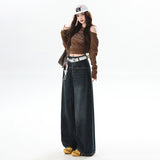 High-Rise Loose Thin Fashion Water Corrugated Broad Leg Pants Women 2025 Autumn New Casual Dredged Jeans