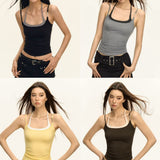 762# Human Cotton Vintage Babes Design Sense Hanging Neck Sling Vest Women Summer Back To Wear Repair Body
