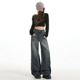 | Vintage High-Waisted Broad-Legged Trousers In The Fall Of 2025 New Set Thin Broad-Legged Jeans Woman Yichun