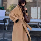 Camel Color Coat Woman's Long 2026 New Autumn And Winter Thick Korean Hepburn Wind Hair Coat