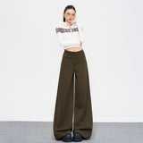 Casual Hanging With Thin Trousers Mop Loose Autumn And Winter New Side-Waist Button Waist Line Commuting
