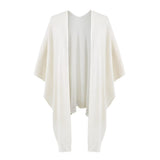 Old Money Style Pure Ice Silk Shawl Knitted Cardigan Women Autumn New Irregular Thin Cloak Hood Tops