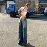 Vintage Hottie Low-Rise Loose Broad-Legged Trousers Spring And Summer Straight Jeans Women's New & Trousers Lengthened