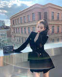 Beverly Famous Gold Button Temperament Coat In The Long-Skin Knitted Sweater