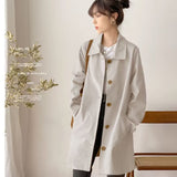 Windcoat Women's Long-Term Simple Early Spring And Autumn Top Female Korean Version Of Loose Students Solid Color Bhike Coat Tide In Women