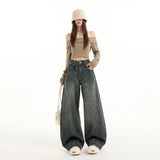 High Street Electric-Shed Water Wash Jeans New Design Three-Dimensional Cutters Loose Broad-Legged Scissors