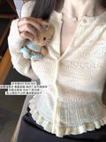 Intelligent Cardigan 16 Stitches 48 100 Fine-Sing-Pin Wool Thin Lace Knitted Shirt Women's Summer