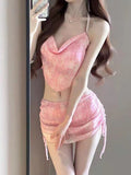 Yan 2026 New Swimsuit Lotus Bikini Three-Piece Holiday Beach Bubble Hot Spring Split Split Swimsuit Woman