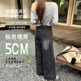 Black-Gray Denim Straight Pants Women's 2026 Summer New Design Retro Broad Legged Trousers
