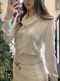 Taste Oni Inside The High Sense Of Wisdom All Wool Hollow Rhyme Collar Sweater Women's New Winter