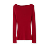 Germany Imported 100 Woolen Knitted Shirt Fashion Simple Word Collar Thin Wool Sweater Set On Top Of The Woman