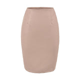 Korean Elastic Pu-Skin Skirt Women Autumn Pink Ass Skirts Slim High Waist Skirt Mid-Skirt Temperament Half Skirt