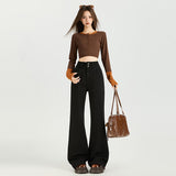 5588 New Elastic High-Waisted Broad-Legged Tug Trousers In Autumn Loose-Fitting Pendant Jeans Woman