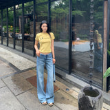 25SS Summer No Waist Cool Feeling Tiansi Retro Water Wash Low-Rise Hanging Straight Jeans Woman