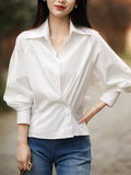 Temperament Sense Inclined Buckle To Take The Waist Thin Collar Shirt Blouse ¤Ï