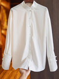 White Chinese-Style Improved Buckle Cotton Shirt Women's New Design In The Fall Of 2025