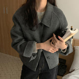 Korean Version Of Chic Autumn And Winter Retro Gentle Simple Collar Single Buckle Commuting Wool Coat 4 Colors