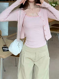Large-Size Striped Slings Thin Sunscreen Cardigan Two Sets Of Women's New Fat Mm Look A Complete Set Of Autumn Clothes