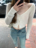 Love The Island Soft Glutinous Horse Hair Showing Thin Proportions Short V Collar Cardigan Outside The Sunscreen Cardigan Women Thin Spring