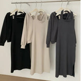 Dopamine Twill Twill 2025 Autumn And Winter New Loose Hooded Neck Dress Two Sets