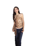 Vintage Babes Print Hanging Neck Vest 2025 Summer Irregular Ribbon Repair Body Sexy Top Woman