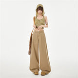 Spring New Cotton Loose Broad Legs Casual Denim Comfortable Breathable Bag Broad Mop Jeans Woman