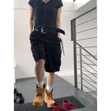 New Street Retro Pocket Trousers Loosely Set High-Waisted Casual Short-Legged Trousers 2 Colors