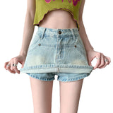 Light Blue Denim Shorts Women 2025 Summer New High-Waisted Super Sexy Fashion Thin Design Babes Skirts
