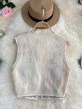 Small-Sized Retro National Style Embroidered Cardigan Vest Women's Summer New Fashion Full Of Sleeveless Vests Shoulder