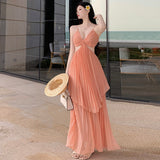 French Sexy Pure Lust Wind Irregularly Exposed Waist Thin Sling Dress Female Sanya Seaside Holiday Take-Up Dress