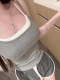 1067 #People's Cotton Fake Two Design With Chest Pad Sling Vest Inside The Women's Summer Wear Hottie Top